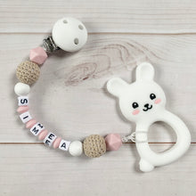 Lade das Bild in den Galerie-Viewer, Silikon Beißkette personalisiert mit Namen Mädchen Hase