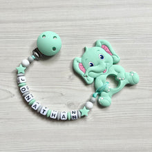Lade das Bild in den Galerie-Viewer, Beißkette mit Namen Baby Silikon Elefant Beißring Greifring
