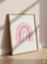 Load image into Gallery viewer, Kinderzimmer Bilder 3 Poster Set Wanddeko Babyzimmer Dekoration Mädchen rosa Blumen Regenbogen