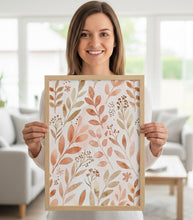 Load image into Gallery viewer, Kinderzimmer Bilder 3 Poster Set Wanddeko personalisiert Dekoration Mädchen Vogel Blumen apricot beige
