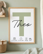 Load image into Gallery viewer, Poster Set für Kinderzimmer Wanddeko Deko Baby personalisiert Geschenk zur Geburt