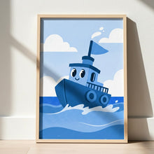Load image into Gallery viewer, Poster Set für Kinderzimmer Bilder Wanddeko Deko Baby personalisiert Geschenk zur Geburt Junge blau