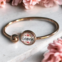 Load image into Gallery viewer, Armreif mit Namen roségold, gold oder silber Edelstahl verstellbar