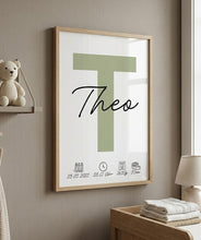 Load image into Gallery viewer, Poster Set für Kinderzimmer Wanddeko Deko Baby personalisiert Geschenk zur Geburt