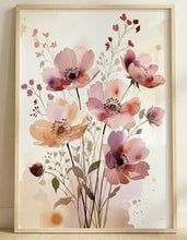 Charger l'image dans la galerie, Kinderzimmer Bilder 3 Poster Set Wanddeko Babyzimmer Dekoration Mädchen altrosa Reh Blumen