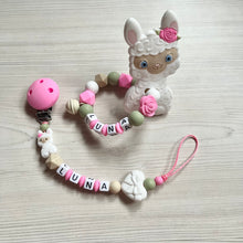 Lade das Bild in den Galerie-Viewer, Schnullerkette Greifring Set Mädchen Alpaka Silikon