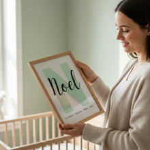 Load image into Gallery viewer, Poster Set für Kinderzimmer Bilder Wanddeko Dekoration Baby personalisiert Geschenk zur Geburt Junge Elefant