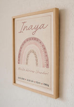 Load image into Gallery viewer, Kinderzimmer Bild Geburtsbild Poster Regenbogen Mädchen Babyzimmer Dekoration