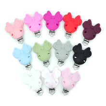 Lade das Bild in den Galerie-Viewer, Schnullerkette Mädchen mit Namen Silikon rosa grau weiß