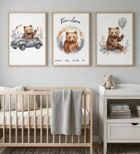 Load image into Gallery viewer, Poster 3er Set für Kinderzimmer Wanddeko Deko Baby personalisiert Geschenk zur Geburt Geburtsposter mit Namen