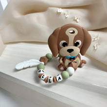 Lade das Bild in den Galerie-Viewer, Beißring Greifring personalisiert mit Namen Junge Mädchen Silikon Hund