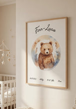 Load image into Gallery viewer, Poster 3er Set für Kinderzimmer Wanddeko Deko Baby personalisiert Geschenk zur Geburt Geburtsposter mit Namen
