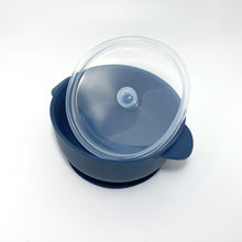 Lade das Bild in den Galerie-Viewer, Sillki Silikon Esslernschüssel Breischale mit Deckel dunkelblau