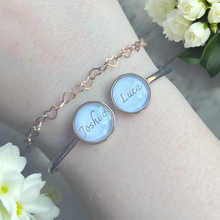 Lade das Bild in den Galerie-Viewer, Armreif Armband 2 mit Namen personalisiert roségold Edelstahl