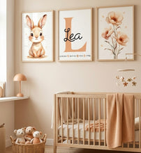 Load image into Gallery viewer, Babyzimmer Kinderzimmer Bilder 3 Poster Set Wanddeko personalisiert Dekoration Mädchen