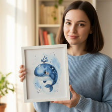 Load image into Gallery viewer, Poster Set für Kinderzimmer Bilder Wanddeko Deko Baby personalisiert Geschenk zur Geburt Junge blau