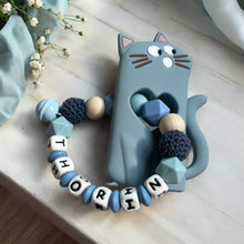 Lade das Bild in den Galerie-Viewer, Beißring mit Namen Silikon Junge Katze blau