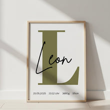 Load image into Gallery viewer, Bilder Poster Set für Kinderzimmer Wanddeko Dekoration Baby personalisiert Geschenk zur Geburt Junge Faultier