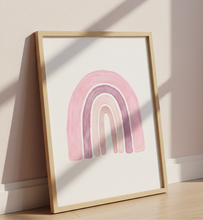 Load image into Gallery viewer, Kinderzimmer Bilder 3 Poster Set Wanddeko Babyzimmer Dekoration Mädchen rosa Blumen Regenbogen