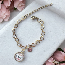 Lade das Bild in den Galerie-Viewer, Armband mit Namen Armkette personalisiert gold Edelstahl mit Geburtsstein