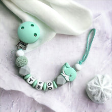 Lade das Bild in den Galerie-Viewer, Schnullerkette personalisiert Silikon Junge Wal mint