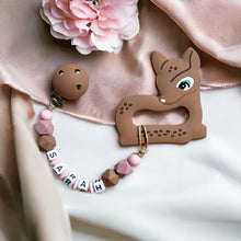 Lade das Bild in den Galerie-Viewer, Beißkette mit Namen Baby Zahnungskette Beißring personalisiert Silikon Mädchen