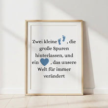 Load image into Gallery viewer, Poster Set für Kinderzimmer Bilder Wanddeko Deko Baby personalisiert Geschenk zur Geburt Junge blau Hund