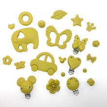 Lade das Bild in den Galerie-Viewer, Schnullerkette Set mit Namen Junge Silikon blau weiß