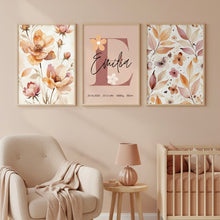 Load image into Gallery viewer, Kinderzimmer Bilder 3 Poster Set Wanddeko personalisiert Dekoration Mädchen