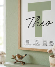 Load image into Gallery viewer, Poster Set für Kinderzimmer Wanddeko Deko Baby personalisiert Geschenk zur Geburt