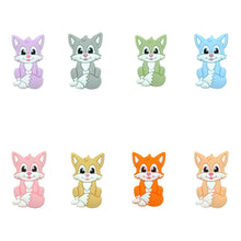 Lade das Bild in den Galerie-Viewer, Schnullerkette mit Namen Junge Silikon Hund Baby Geschenk hellblau beige