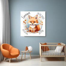 Charger l'image dans la galerie, Personalisiertes Kinderzimmer Bild mit Namen Baby Fuchs