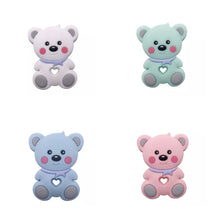 Lade das Bild in den Galerie-Viewer, Silikon Beißkette personalisiert mit Namen Junge grau blau