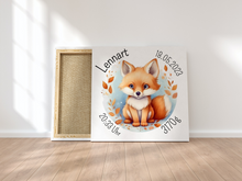 Charger l'image dans la galerie, Personalisiertes Kinderzimmer Bild mit Namen Baby Fuchs