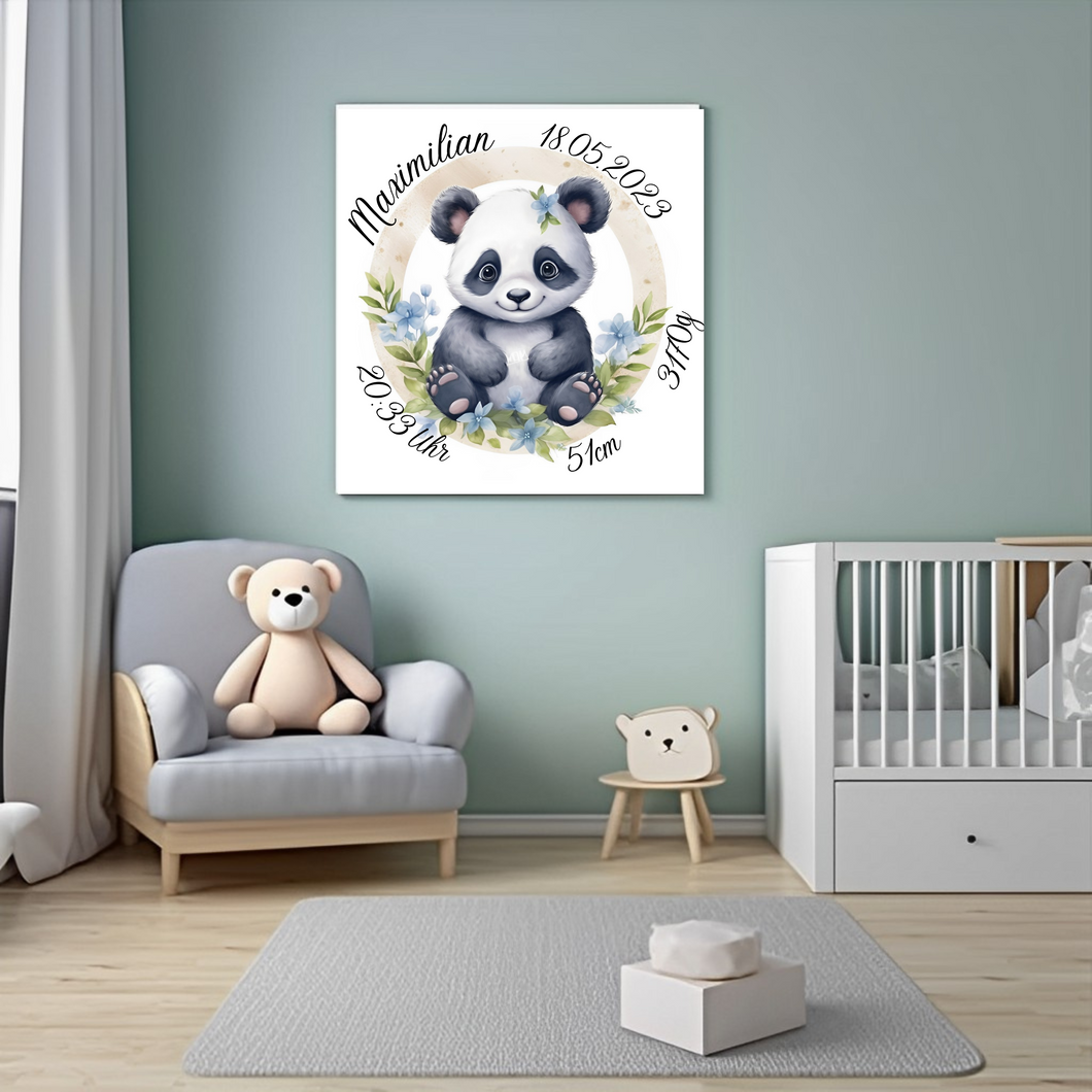 Personalisiertes Kinderzimmer Bild mit Namen Baby Panda