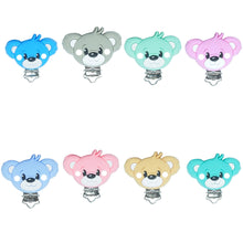 Lade das Bild in den Galerie-Viewer, Schnullerkette mit Namen Silikon blau marmor Igel