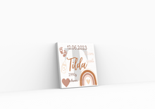 Lade das Bild in den Galerie-Viewer, Personalisiertes Kinderzimmer Bild mit Namen Baby Regenbogen