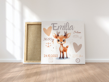 Lade das Bild in den Galerie-Viewer, Bild mit Namen Baby personalisiert beige Reh