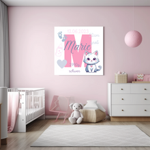 Lade das Bild in den Galerie-Viewer, Wandbild mit Namen Baby personalisiertes Bild Katze