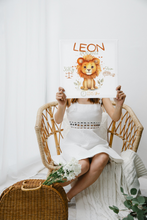 Lade das Bild in den Galerie-Viewer, Personalisiertes Kinderzimmer Bild mit Namen Baby Löwe
