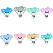 Lade das Bild in den Galerie-Viewer, Schnullerkette mit Namen Silikon blau türkis Bär