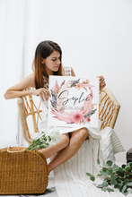 Lade das Bild in den Galerie-Viewer, Bild mit Namen Baby personalisiert rosa Blumen