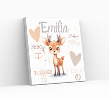 Lade das Bild in den Galerie-Viewer, Bild mit Namen Baby personalisiert beige Reh