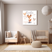 Lade das Bild in den Galerie-Viewer, Bild mit Namen Baby personalisiert beige Reh