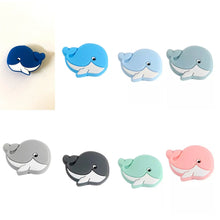 Lade das Bild in den Galerie-Viewer, Schnullerkette mit Namen Silikon blau marmor Igel