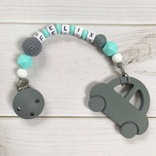 Lade das Bild in den Galerie-Viewer, Beißkette mit Namen Silikon Beißring Greifling Greifring Baby