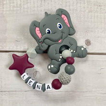Lade das Bild in den Galerie-Viewer, Beißring Greifring mit Namen Silikon Elefant