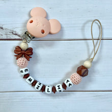 Charger l'image dans la galerie, Schnullerkette mit Namen Silikon Mädchen kupfer apricot