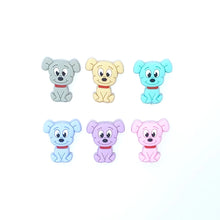 Lade das Bild in den Galerie-Viewer, Schnullerkette mit Namen Silikon Hund beige hellblau