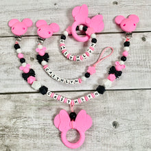 Charger l'image dans la galerie, Schnullerkette Set mit Namen Mädchen Silikon